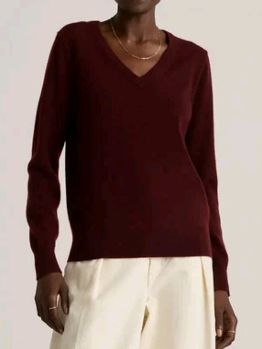 Quince Mongolian Cashmere Vneck Sweater M Rich Burgundy NEW